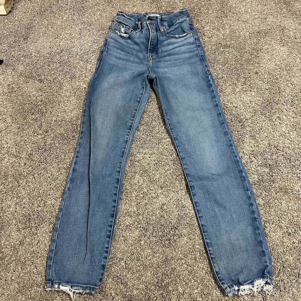 Good American Jeans High Waist Distressed Hem size 0/25